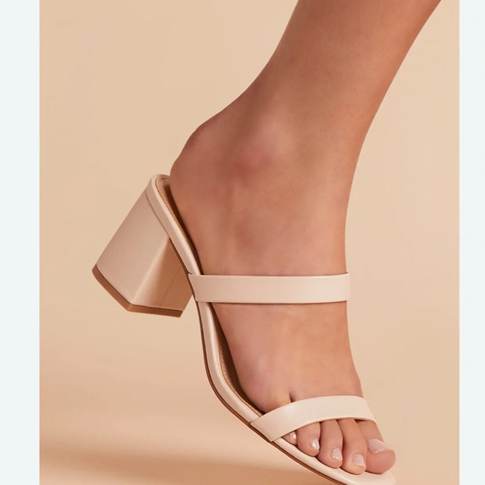 Birdy Grey Nude Block Heel Sandals - Picture 1 of 8